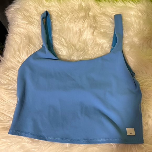Vuori Tops - Vuori Sky Blue Cropped Tank with Wide Straps